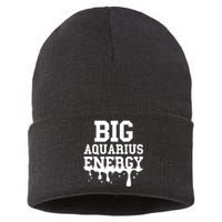 Big Aquarius Energy Women Zodiac Sign Drip Birthday Sustainable Knit Beanie