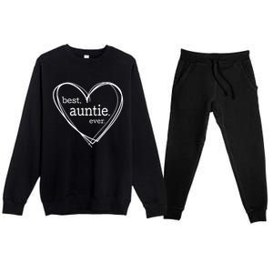 Best Auntie Ever Gift Mothers Day White Heart Premium Crewneck Sweatsuit Set