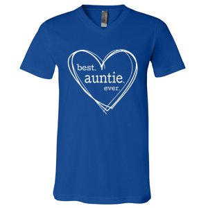 Best Auntie Ever Gift Mothers Day White Heart V-Neck T-Shirt