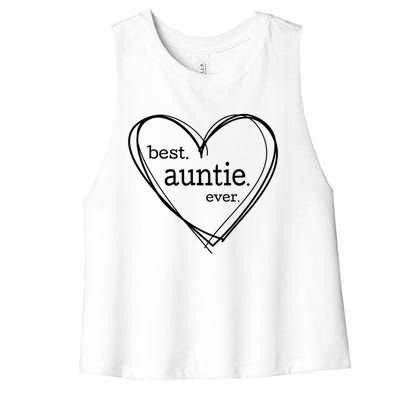 Best Auntie Ever Gift Mothers Day White Heart Women's Racerback Cropped Tank