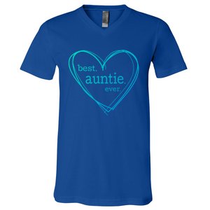 Best Auntie Ever Gift Mothers Day White Heart V-Neck T-Shirt