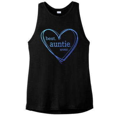 Best Auntie Ever Gift Mothers Day White Heart Ladies PosiCharge Tri-Blend Wicking Tank