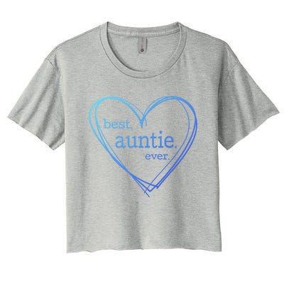 Best Auntie Ever Gift Mothers Day White Heart Women's Crop Top Tee