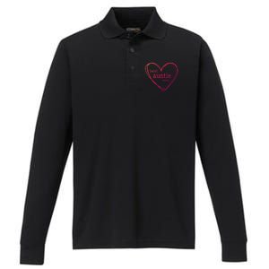 Best Auntie Ever Gift Mothers Day White Heart Performance Long Sleeve Polo