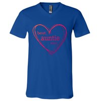 Best Auntie Ever Gift Mothers Day White Heart V-Neck T-Shirt