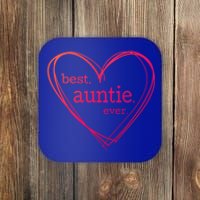 Best Auntie Ever Gift Mothers Day White Heart Coaster