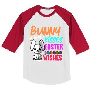 Bunny And Easter Wishes Easter Bunny Lover Gift Kids Colorblock Raglan Jersey