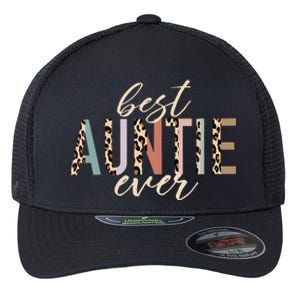 Best Auntie Ever Gifts Aunt Leopard Print Mothers Day Flexfit Unipanel Trucker Cap