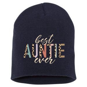 Best Auntie Ever Gifts Aunt Leopard Print Mothers Day Short Acrylic Beanie