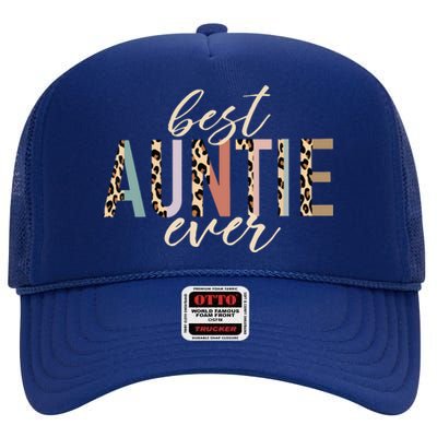 Best Auntie Ever Gifts Aunt Leopard Print Mothers Day High Crown Mesh Back Trucker Hat