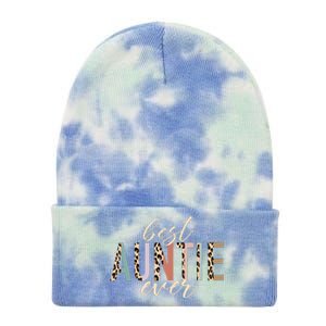 Best Auntie Ever Gifts Aunt Leopard Print Mothers Day Tie Dye 12in Knit Beanie