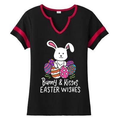 Bunny And Easter Wishes Happy Easter Rabbit Costume Funny Gift Ladies Halftime Notch Neck Tee