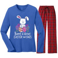 Bunny And Easter Wishes Happy Easter Rabbit Costume Funny Gift Women's Long Sleeve Flannel Pajama Set 