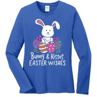 Bunny And Easter Wishes Happy Easter Rabbit Costume Funny Gift Ladies Long Sleeve Shirt