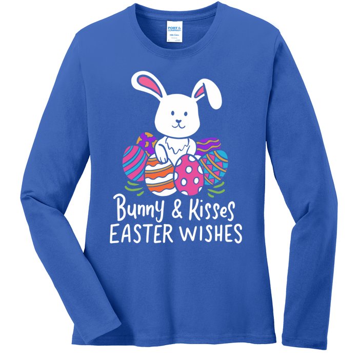 Bunny And Easter Wishes Happy Easter Rabbit Costume Funny Gift Ladies Long Sleeve Shirt