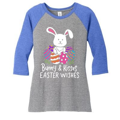 Bunny And Easter Wishes Happy Easter Rabbit Costume Funny Gift Women's Tri-Blend 3/4-Sleeve Raglan Shirt