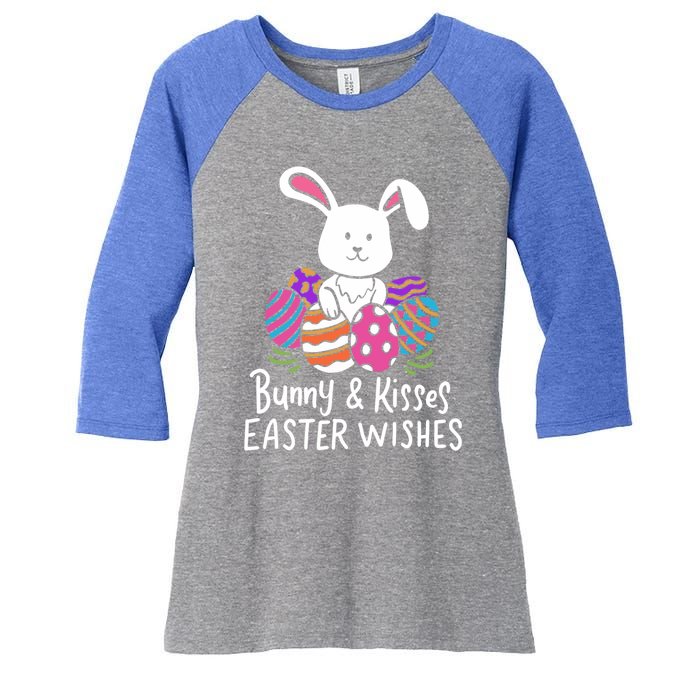 Bunny And Easter Wishes Happy Easter Rabbit Costume Funny Gift Women's Tri-Blend 3/4-Sleeve Raglan Shirt