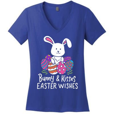 Bunny And Easter Wishes Happy Easter Rabbit Costume Funny Gift Women's V-Neck T-Shirt