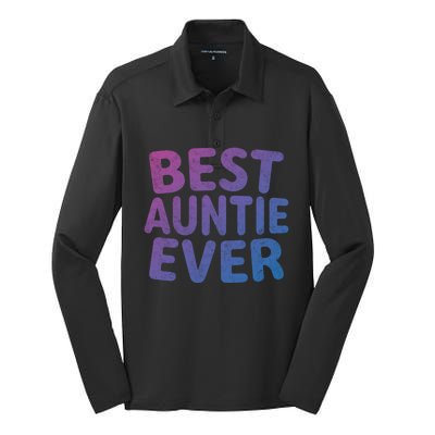 Best Auntie Ever Gift Funny Mothers Day Gift Christmas Cool Gift Silk Touch Performance Long Sleeve Polo