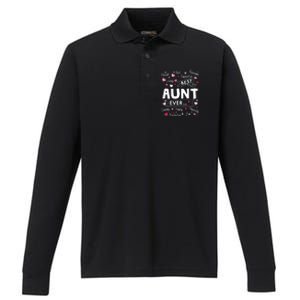 Best Aunt Ever Funny First Time Aunt Mothers Day Performance Long Sleeve Polo