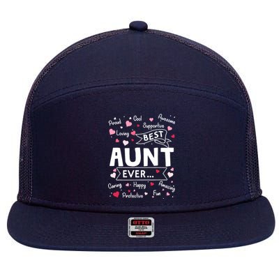 Best Aunt Ever Funny First Time Aunt Mothers Day 7 Panel Mesh Trucker Snapback Hat