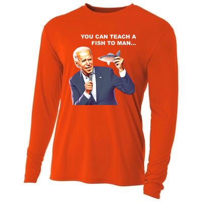 Buy A Eat Fish The Day Teach Funny Joe Biden Quote Cool Gift Cooling Performance Long Sleeve Crew