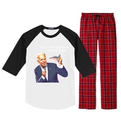 Buy A Eat Fish The Day Teach Funny Joe Biden Quote Cool Gift Raglan Sleeve Pajama Set