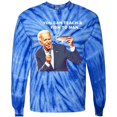 Buy A Eat Fish The Day Teach Funny Joe Biden Quote Cool Gift Tie-Dye Long Sleeve Shirt