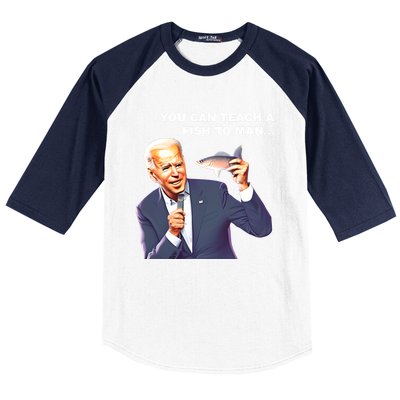 Buy A Eat Fish The Day Teach Funny Joe Biden Quote Cool Gift Baseball Sleeve Shirt