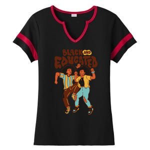 Black And Educated Retro Black History Ladies Halftime Notch Neck Tee