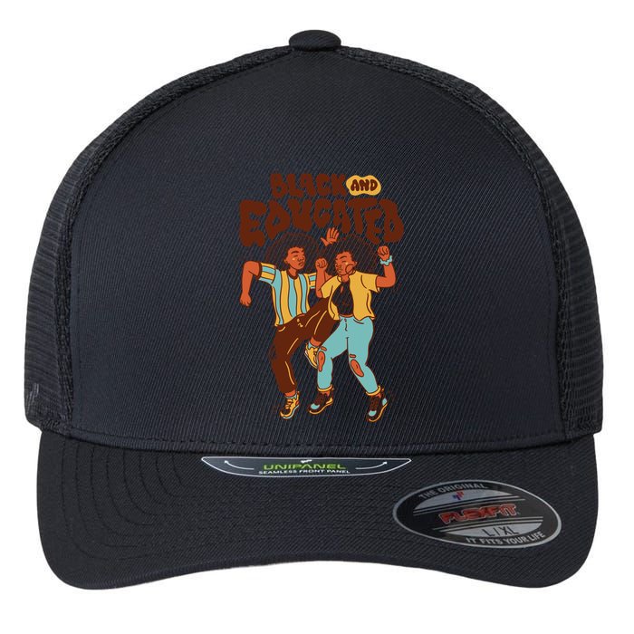 Black And Educated Retro Black History Flexfit Unipanel Trucker Cap