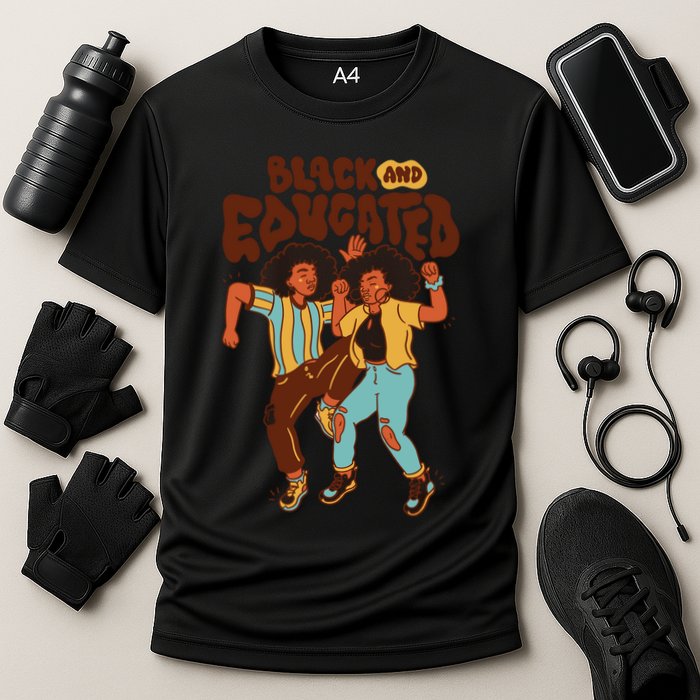 Black And Educated Retro Black History Cooling Performance Crew T-Shirt