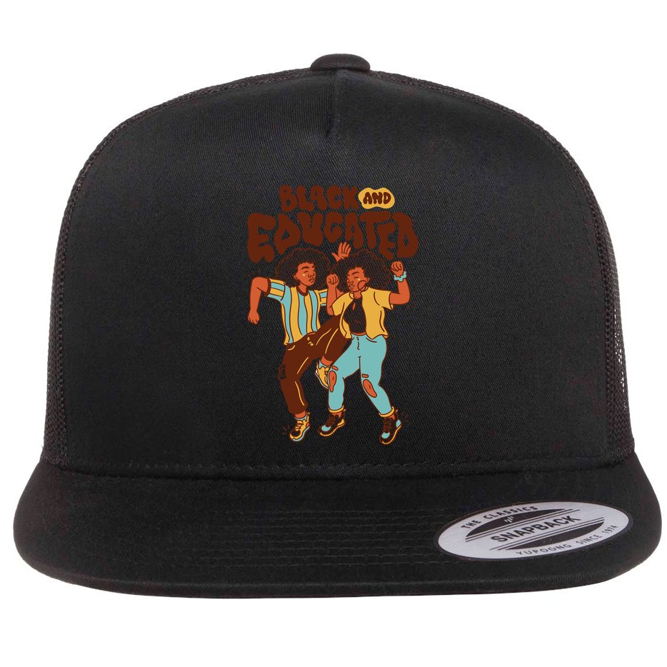 Black And Educated Retro Black History Flat Bill Trucker Hat