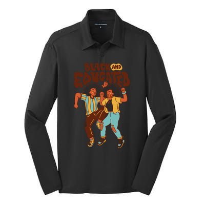 Black And Educated Retro Black History Silk Touch Performance Long Sleeve Polo