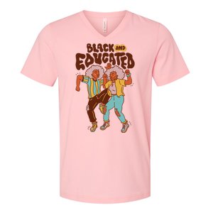 Black And Educated Retro Black History V-Neck T-Shirt