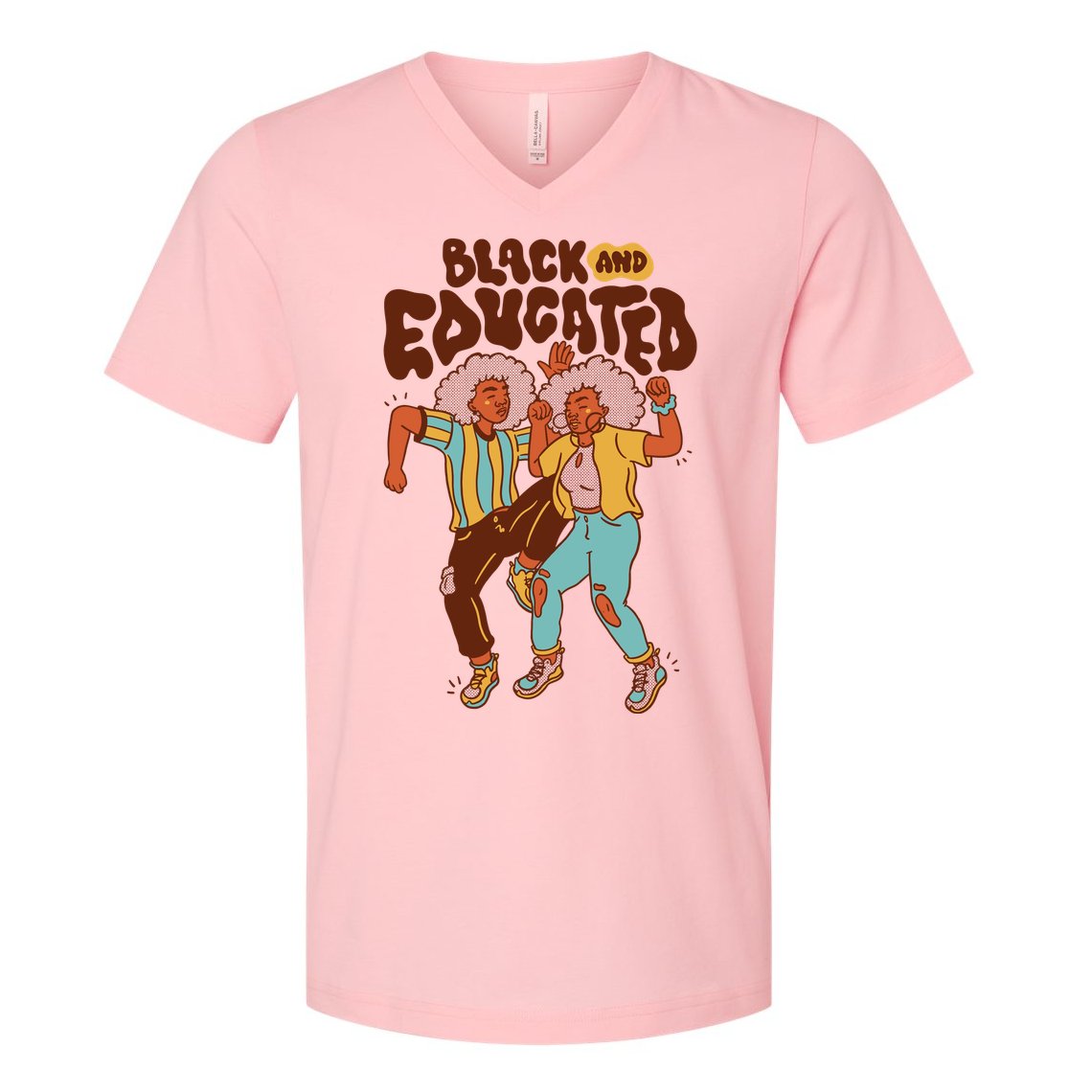 Black And Educated Retro Black History V-Neck T-Shirt