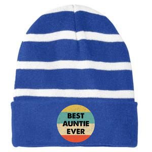 Best Auntie Ever Gift Striped Beanie with Solid Band