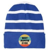 Best Auntie Ever Gift Striped Beanie with Solid Band