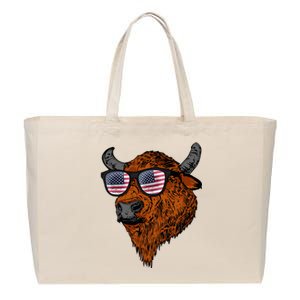 Buffalo American Flag Usa National Park Bison Cotton Canvas Jumbo Tote