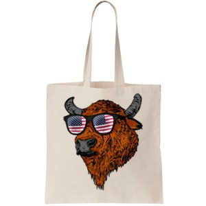 Buffalo American Flag Usa National Park Bison Tote Bag