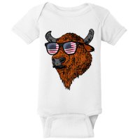 Buffalo American Flag Usa National Park Bison Baby Bodysuit