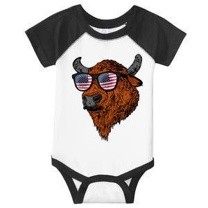 Buffalo American Flag Usa National Park Bison Infant Baby Jersey Bodysuit