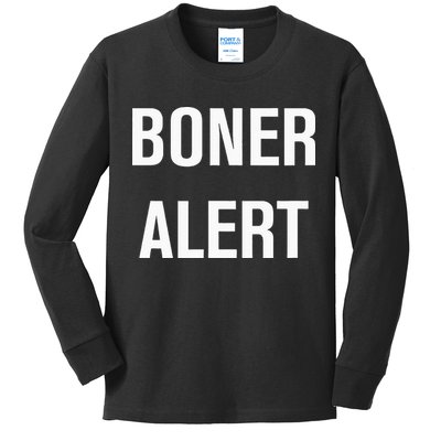 Boner Alert Funny Jokes Sarcastic Family Kids Long Sleeve Shirt