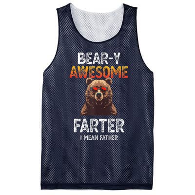 Beary Awesome Farter I Mean Father Funny Dad Joke Saying Mesh Reversible Basketball Jersey Tank