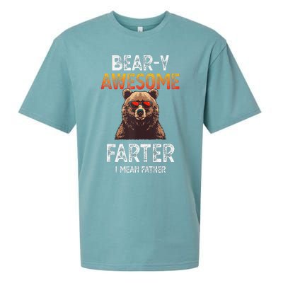 Beary Awesome Farter I Mean Father Funny Dad Joke Saying Sueded Cloud Jersey T-Shirt