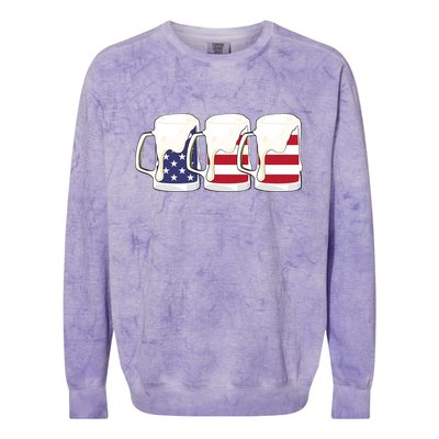 Beer American Flag Shirt 4th Of July Men Women Merica USA Colorblast Crewneck Sweatshirt