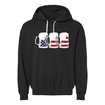 Beer American Flag Shirt 4th Of July Men Women Merica USA Garment-Dyed Fleece Hoodie