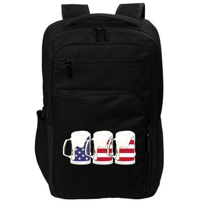 Beer American Flag Shirt 4th Of July Men Women Merica USA Impact Tech Backpack