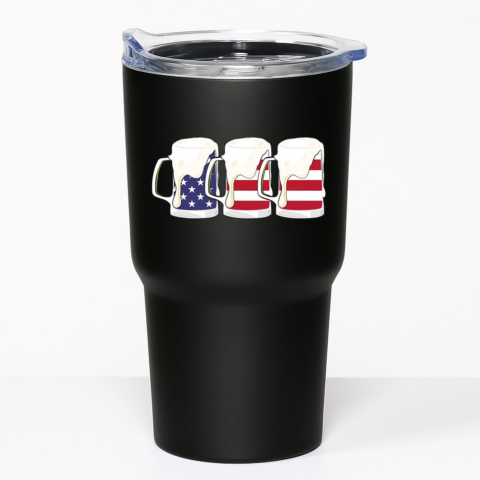 Beer American Flag Shirt 4th Of July Men Women Merica USA Tumbler