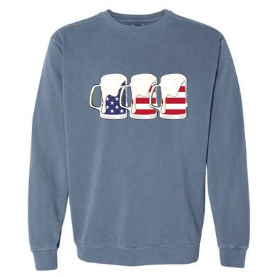 Beer American Flag Shirt 4th Of July Men Women Merica USA Garment-Dyed Sweatshirt